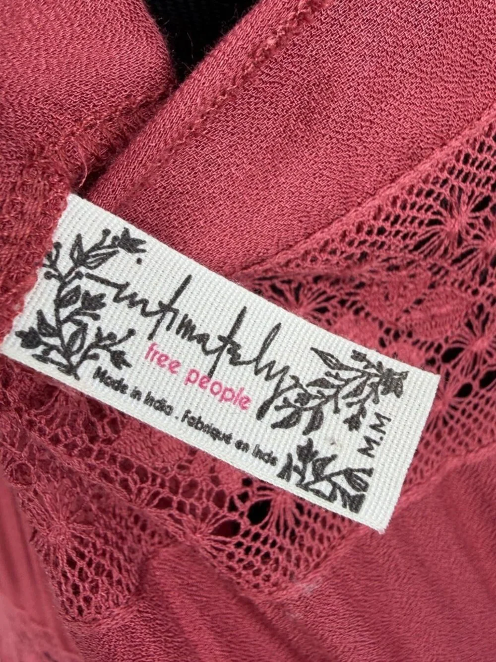 Free People Lace Trim Tiered Ruffle Maxi Slip Dress M | Whimsical Ethereal Boho - Picture 13 of 16